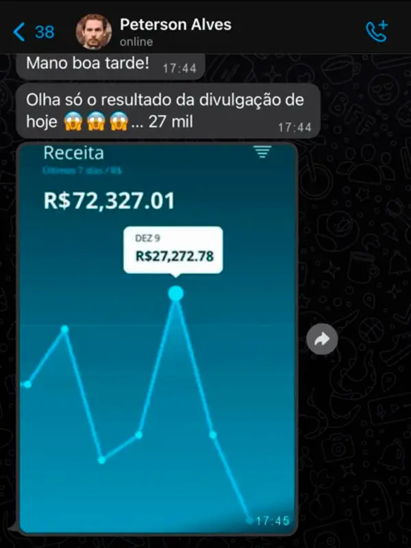 Comprovante de ganhos de aluno do Método Parcerias Milionárias